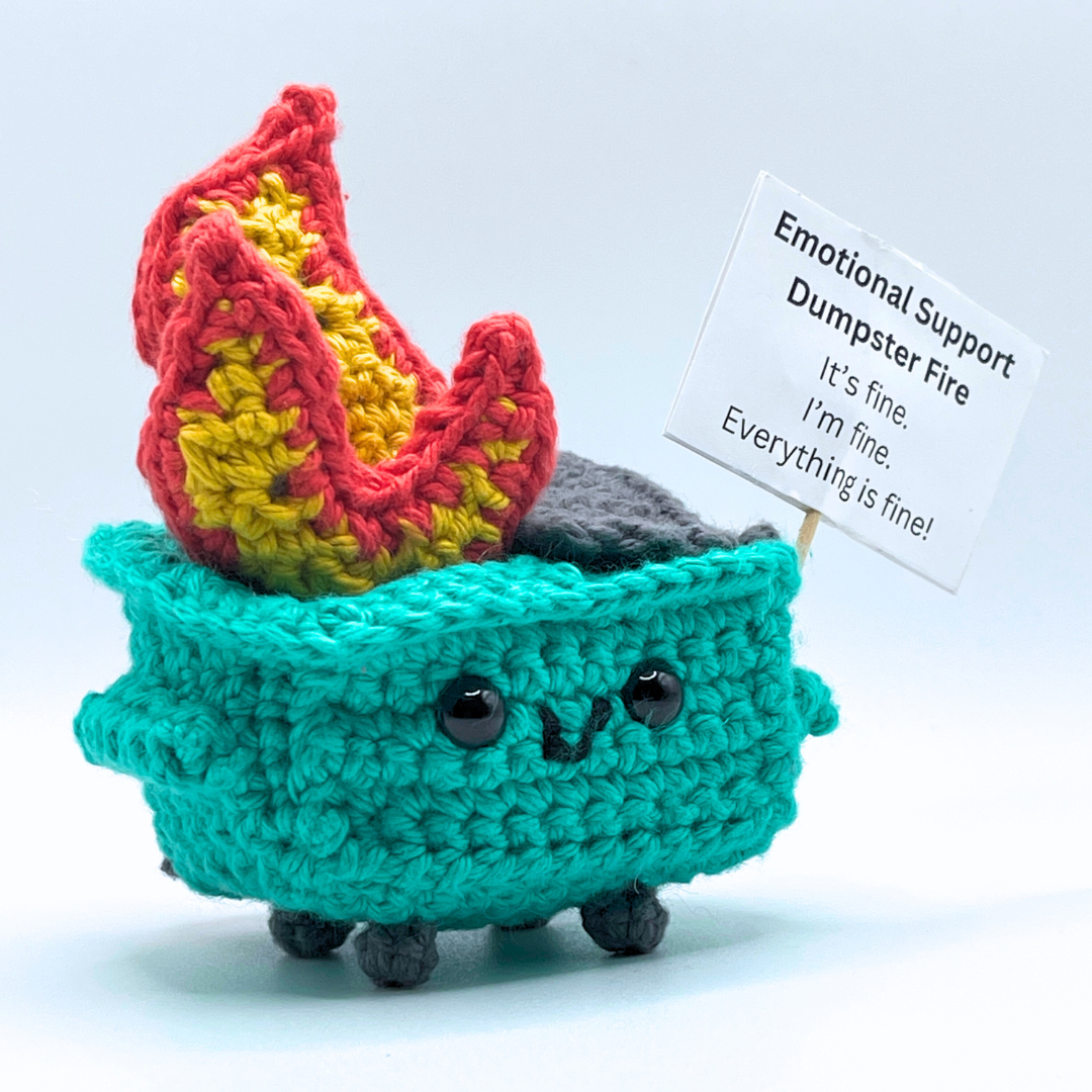 Emotional Support Dumpster Fire Crochet Plushie
