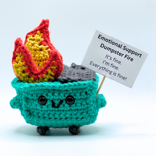 Emotional Support Dumpster Fire Crochet Plushie